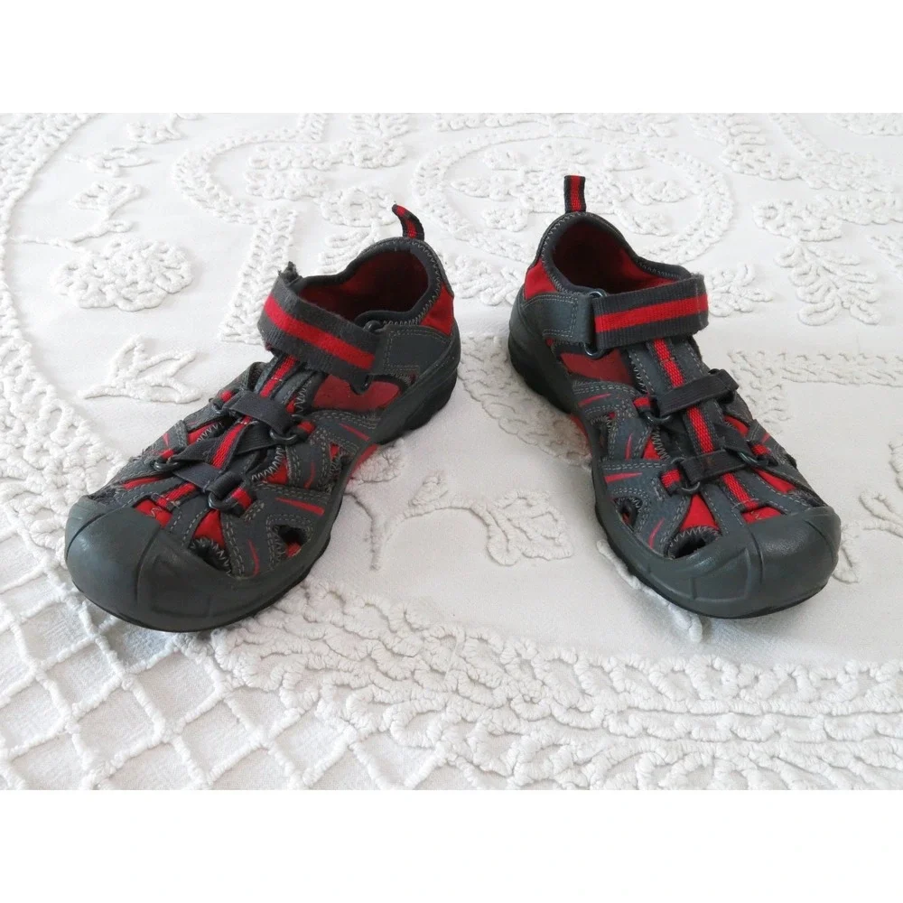 Merrell Hydro Hiker Waterproof Sports Sandals Sz 1 Gray/Red Youth Kids Water
